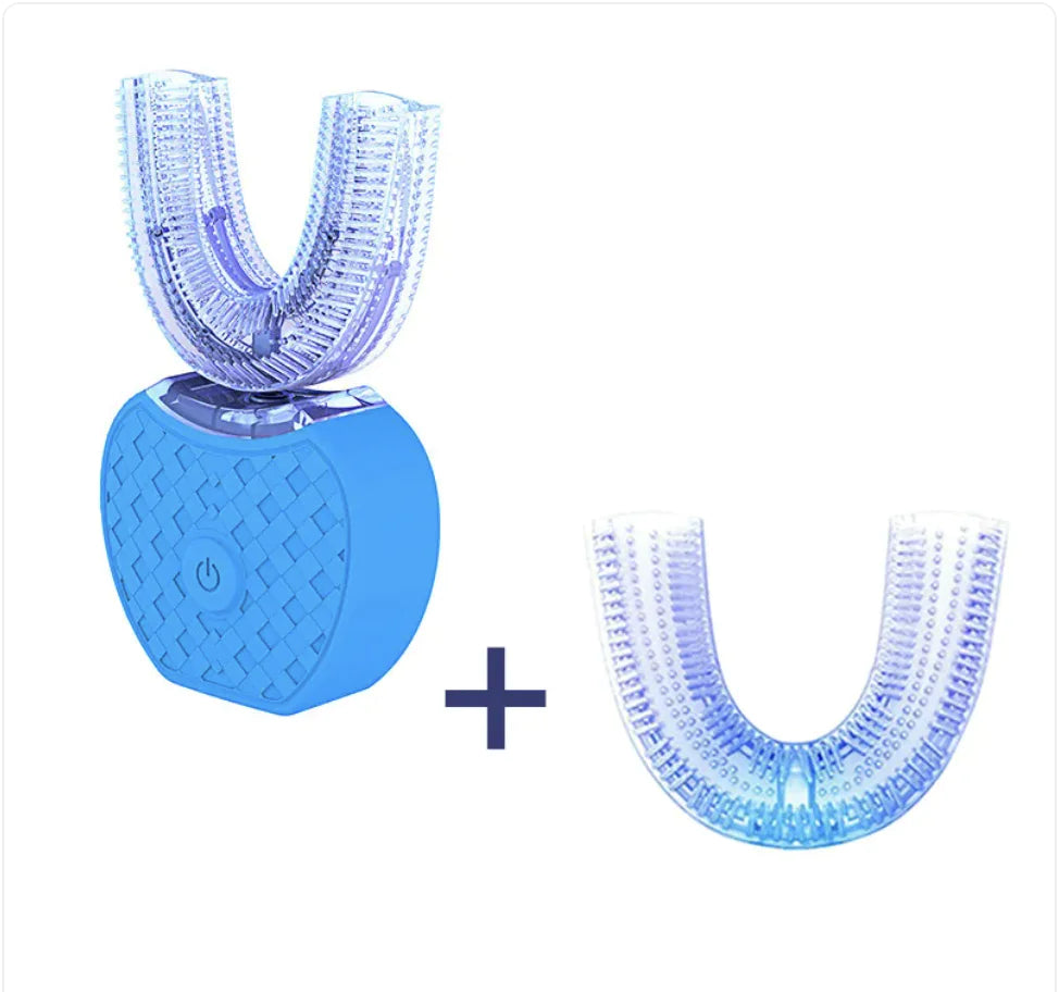 WhitenIQ 360° Automatic Electric Toothbrush, Waterproof U-Shape with Blue Light Whitening & USB Charging